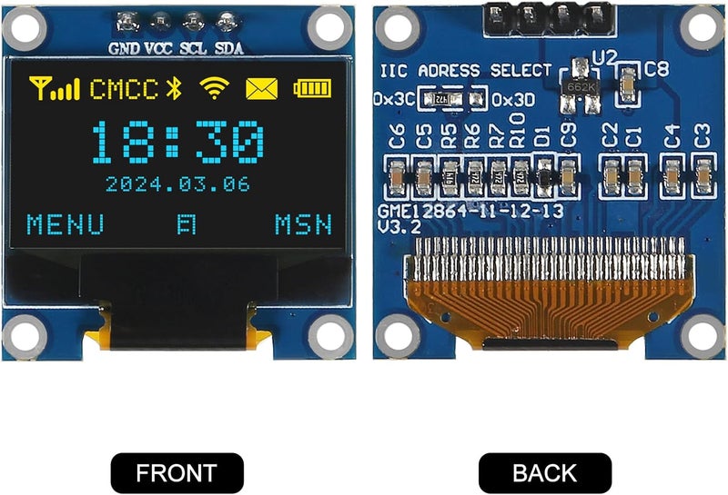 AiTrip 5 قطع شاشة عرض OLED بحجم 0.96 بوصة وحدة شاشات مدمجة مضيئة ذاتيًا لمشاريع أردوينو (أزرق وأصفر) - Image 2